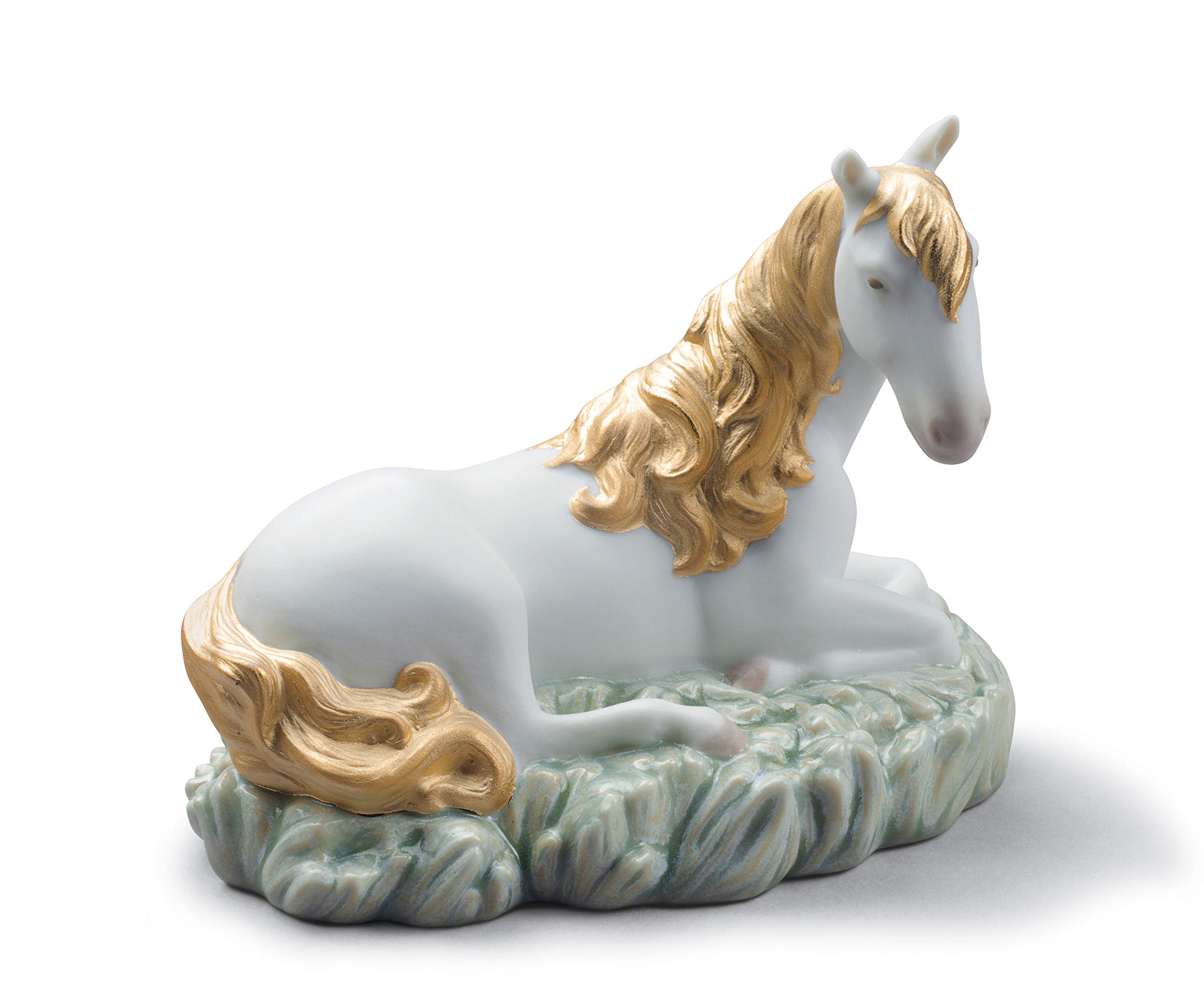 Amazon.co.jp: LLADRo' 馬の置物 ゴールデンラスター 磁器馬の